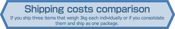 Shipping costs comparison. If you ship three items that weigh 3kg each individually or if you consolidate them and ship as one package.